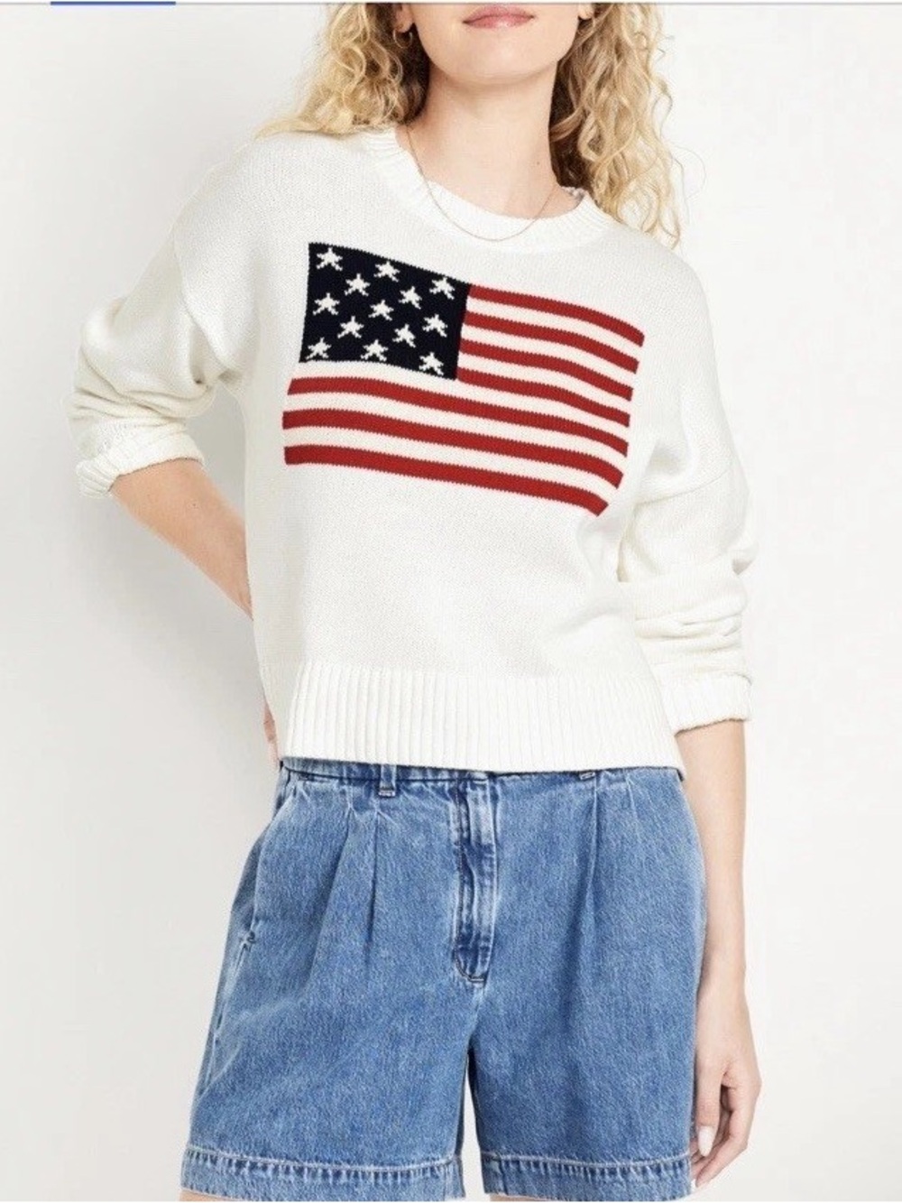 Old Navy Flag Sweater in White